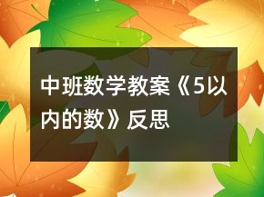 中班數(shù)學(xué)教案《5以內(nèi)的數(shù)》反思