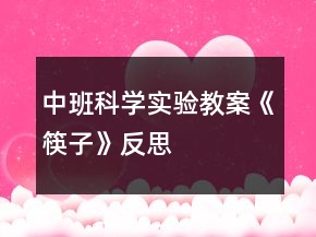 中班科學實驗教案《筷子》反思