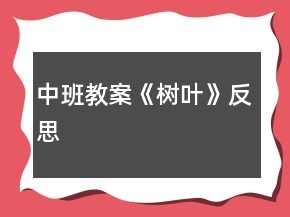 中班教案《樹葉》反思