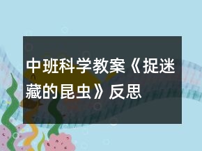 中班科學(xué)教案《捉迷藏的昆蟲》反思