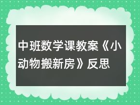 中班數(shù)學(xué)課教案《小動(dòng)物搬新房》反思