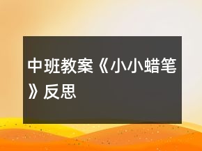 中班教案《小小蠟筆》反思