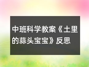 中班科學教案《土里的蒜頭寶寶》反思