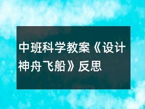 中班科學(xué)教案《設(shè)計神舟飛船》反思