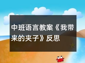 中班語(yǔ)言教案《我?guī)?lái)的夾子》反思