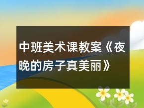 中班美術課教案《夜晚的房子真美麗》反思