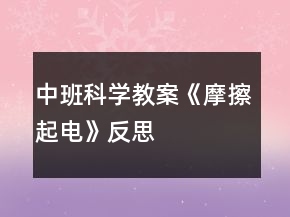 中班科學教案《摩擦起電》反思