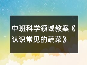 中班科學(xué)領(lǐng)域教案《認(rèn)識常見的蔬菜》反思