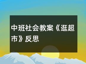 中班社會教案《逛超市》反思