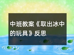 中班教案《取出冰中的玩具》反思