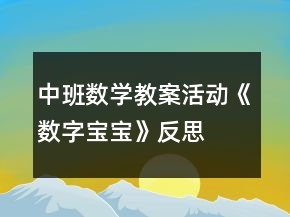 中班數(shù)學(xué)教案活動(dòng)《數(shù)字寶寶》反思