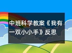 中班科學教案《我有一雙小小手》反思