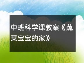 中班科學(xué)課教案《蔬菜寶寶的家》