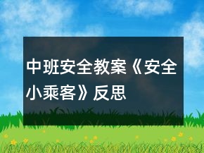 中班安全教案《安全小乘客》反思
