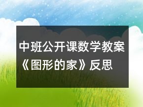 中班公開課數(shù)學(xué)教案《圖形的家》反思