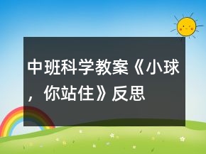 中班科學教案《小球，你站住》反思