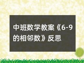 中班數(shù)學教案《6-9的相鄰數(shù)》反思