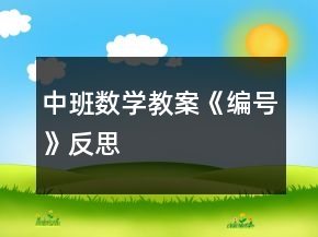 中班數(shù)學(xué)教案《編號(hào)》反思