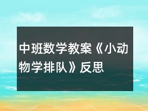 中班數學教案《小動物學排隊》反思