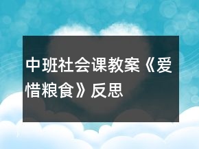 中班社會課教案《愛惜糧食》反思