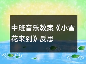 中班音樂教案《小雪花來到》反思