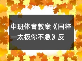 中班體育教案《國粹―太極你不急》反思