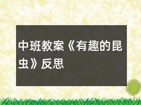 中班教案《有趣的昆蟲》反思