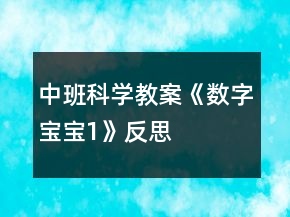 中班科學教案《數(shù)字寶寶“1＂》反思