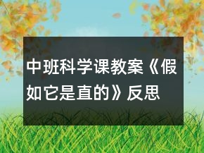 中班科學課教案《假如它是直的》反思