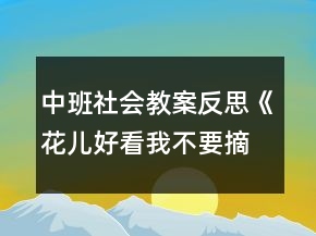 中班社會(huì)教案反思《花兒好看我不要摘》