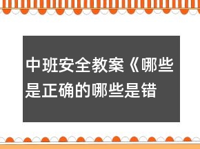 中班安全教案《哪些是正確的哪些是錯(cuò)誤的》反思