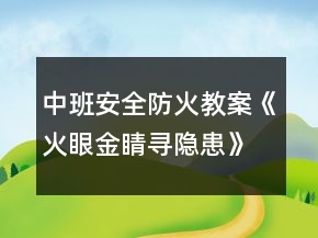 中班安全防火教案《火眼金睛尋隱患》反思