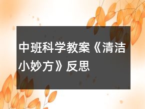 中班科學(xué)教案《清潔小妙方》反思