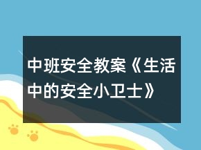 中班安全教案《生活中的安全小衛(wèi)士》反思