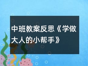 中班教案反思《學做大人的小幫手》