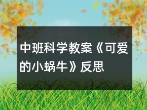 中班科學(xué)教案《可愛(ài)的小蝸牛》反思