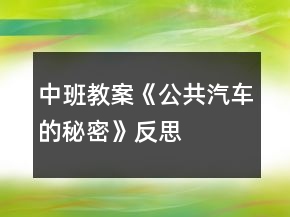 中班教案《公共汽車(chē)的秘密》反思