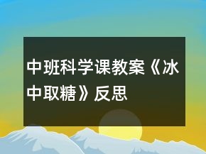 中班科學(xué)課教案《冰中取糖》反思