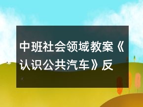 中班社會領(lǐng)域教案《認(rèn)識公共汽車》反思