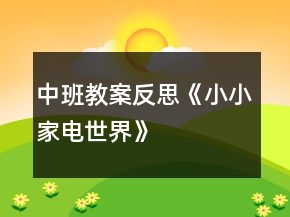 中班教案反思《小小家電世界》