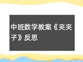 中班數(shù)學(xué)教案《夾夾子》反思