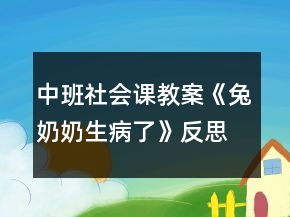 中班社會課教案《兔奶奶生病了》反思