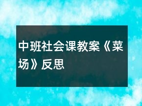 中班社會(huì)課教案《菜場(chǎng)》反思