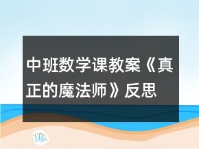 中班數(shù)學(xué)課教案《真正的魔法師》反思