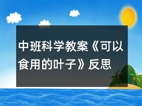 中班科學(xué)教案《可以食用的葉子》反思