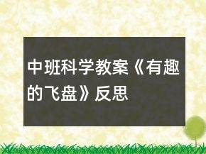 中班科學(xué)教案《有趣的飛盤》反思