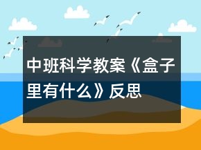 中班科學教案《盒子里有什么》反思