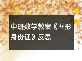 中班數學教案《圖形身份證》反思