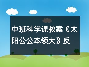 中班科學(xué)課教案《太陽公公本領(lǐng)大》反思