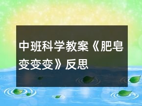 中班科學教案《肥皂變變變》反思
